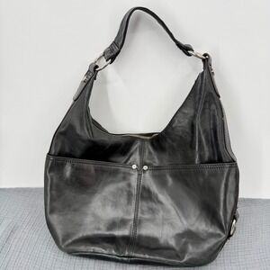 Vintage Y2K Leather Hobo Bag Soft Worn Slouchy Indie Quiet Luxury Multi Pocket